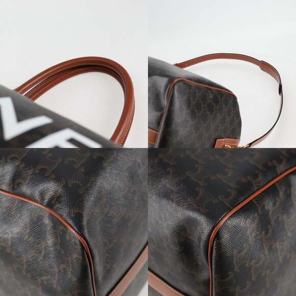 CELINE Triomphe Boston Bag Pvc Leather Black Gold - Picture 11 of 13